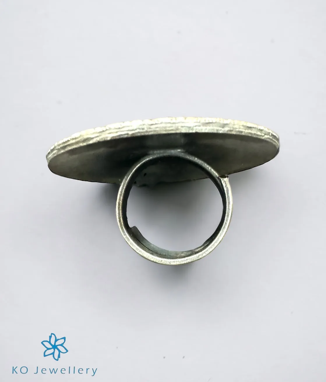 The Azure Silver Meenakari Finger Ring