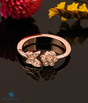 The Sparkling Butterfly Silver Open Rosegold Finger Ring