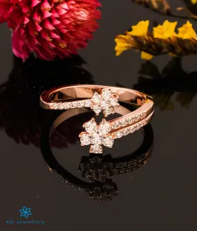 The Starflower Silver Open Rosegold Finger Ring