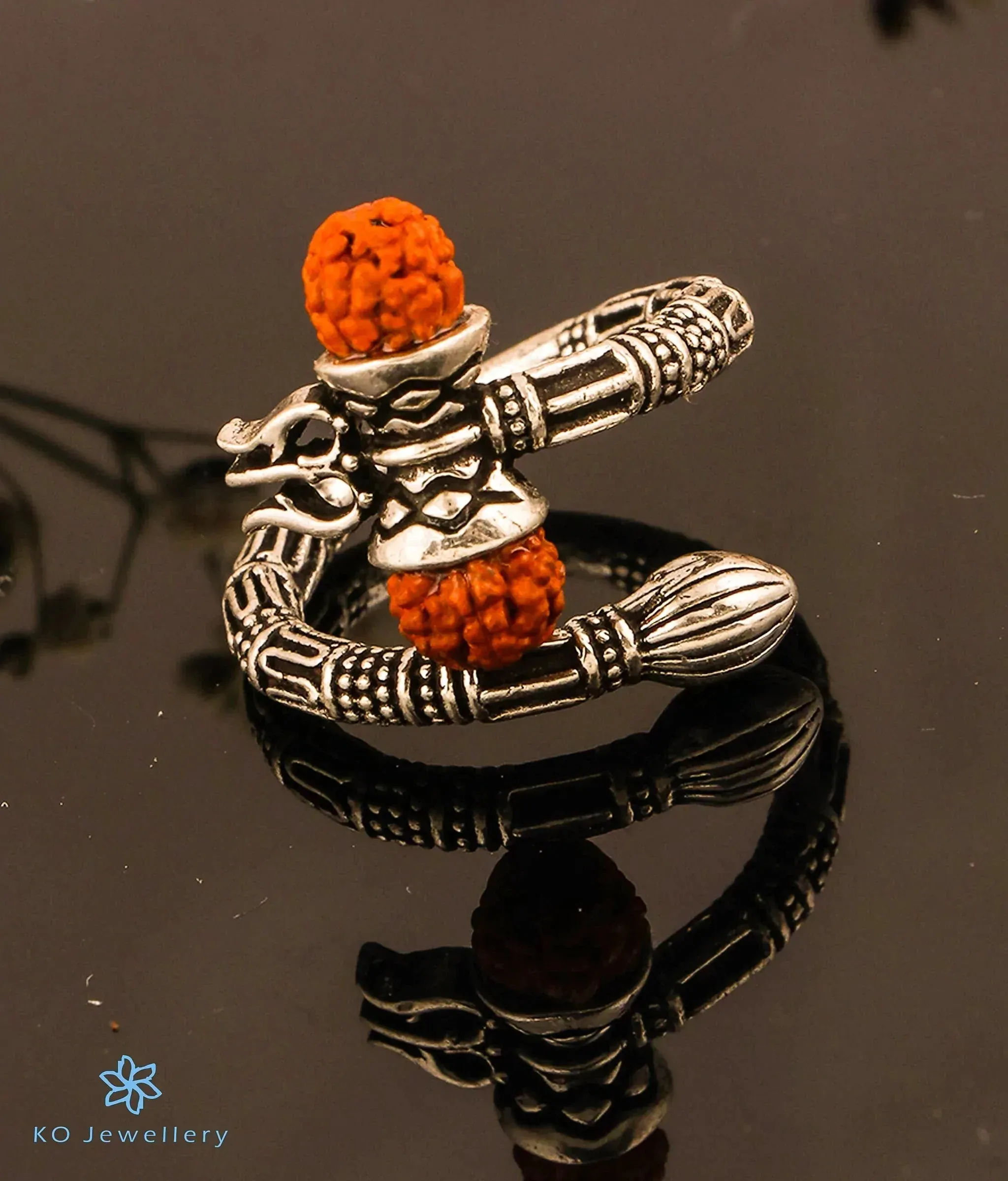 The Trishul Silver Statement Open Finger Ring