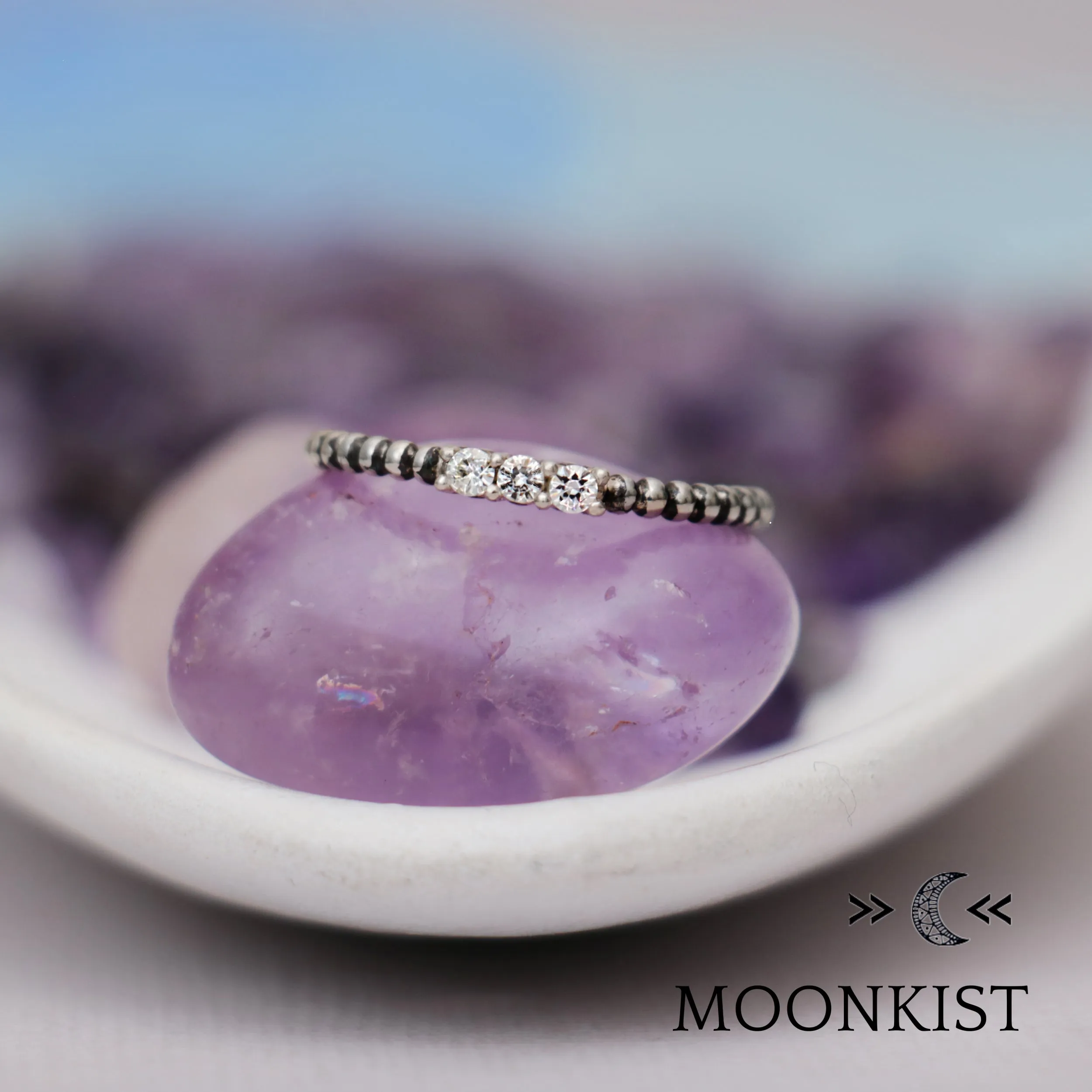 Three Stone Ring Minimalist Engagement Ring | Moonkist Designs