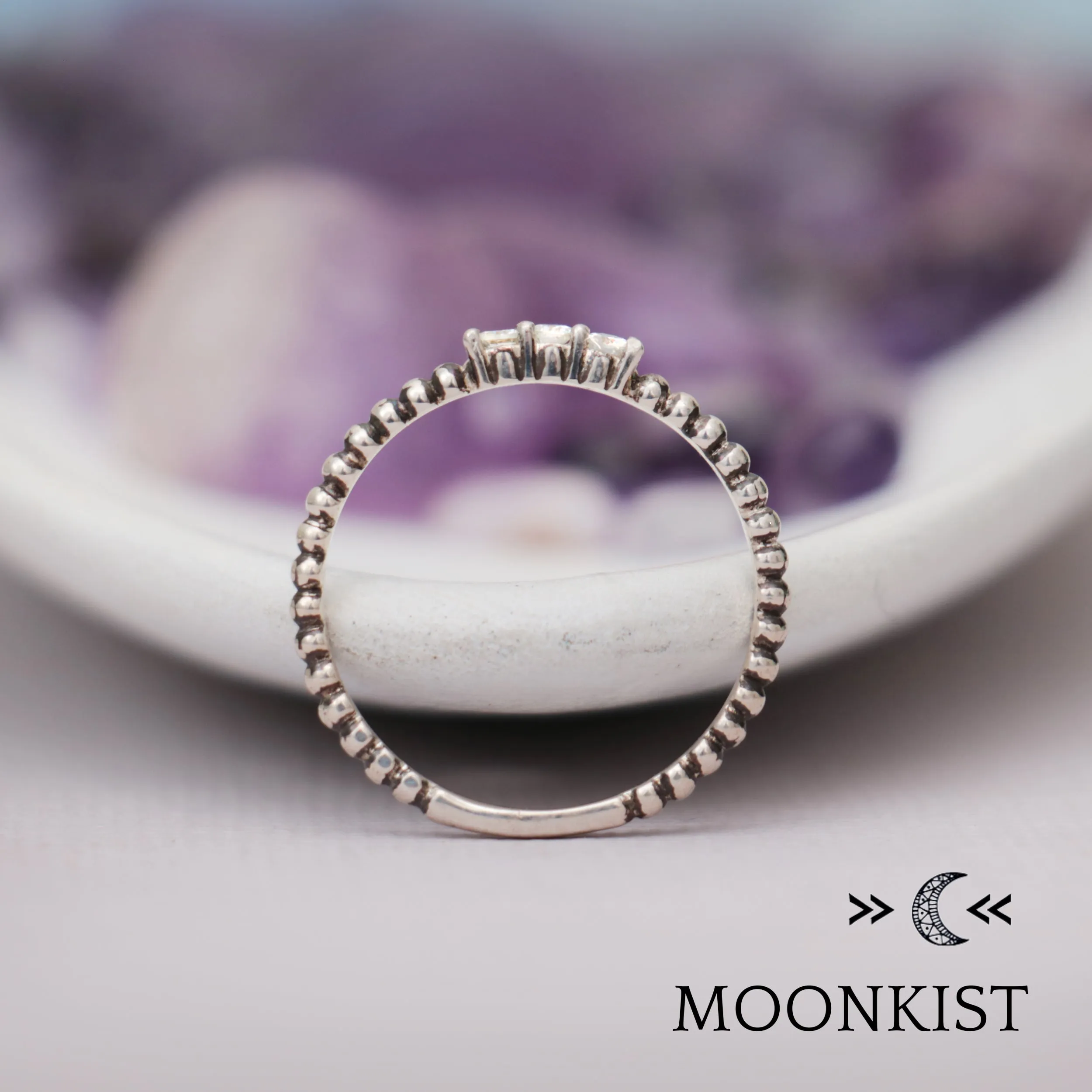 Three Stone Ring Minimalist Engagement Ring | Moonkist Designs