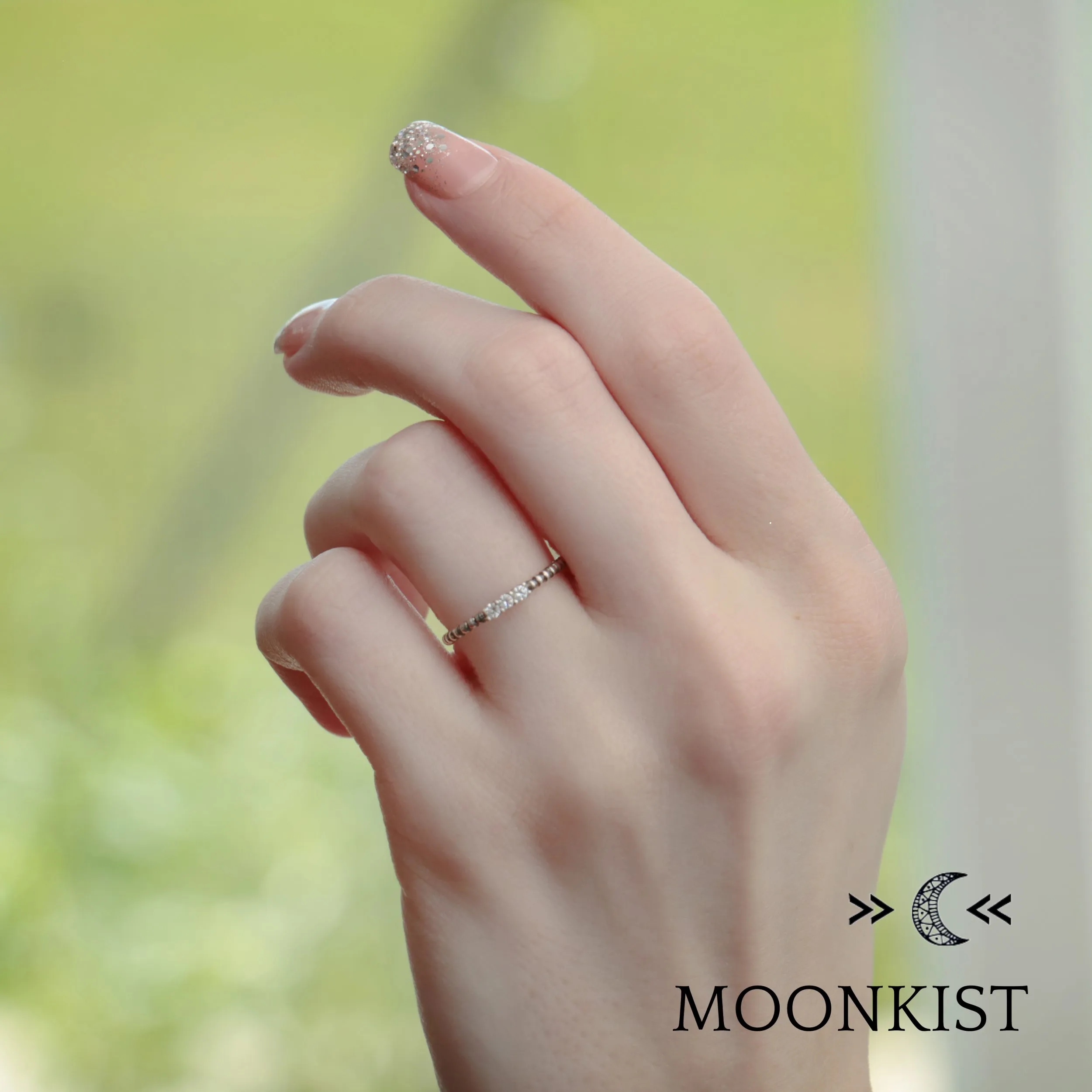 Three Stone Ring Minimalist Engagement Ring | Moonkist Designs