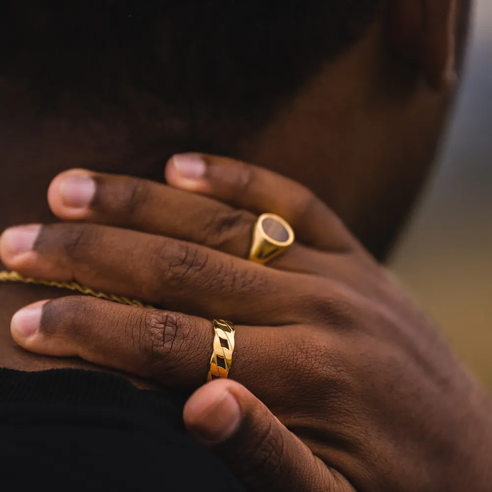 Tigers Eye Signet Ring - Gold