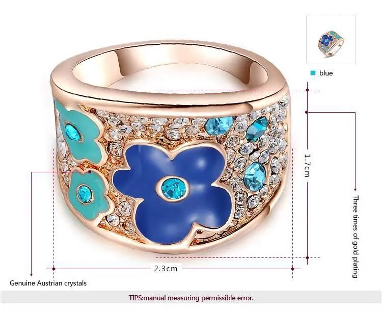 Trendy Plum Enamel Work Flower Finger Ring - 2 Colors