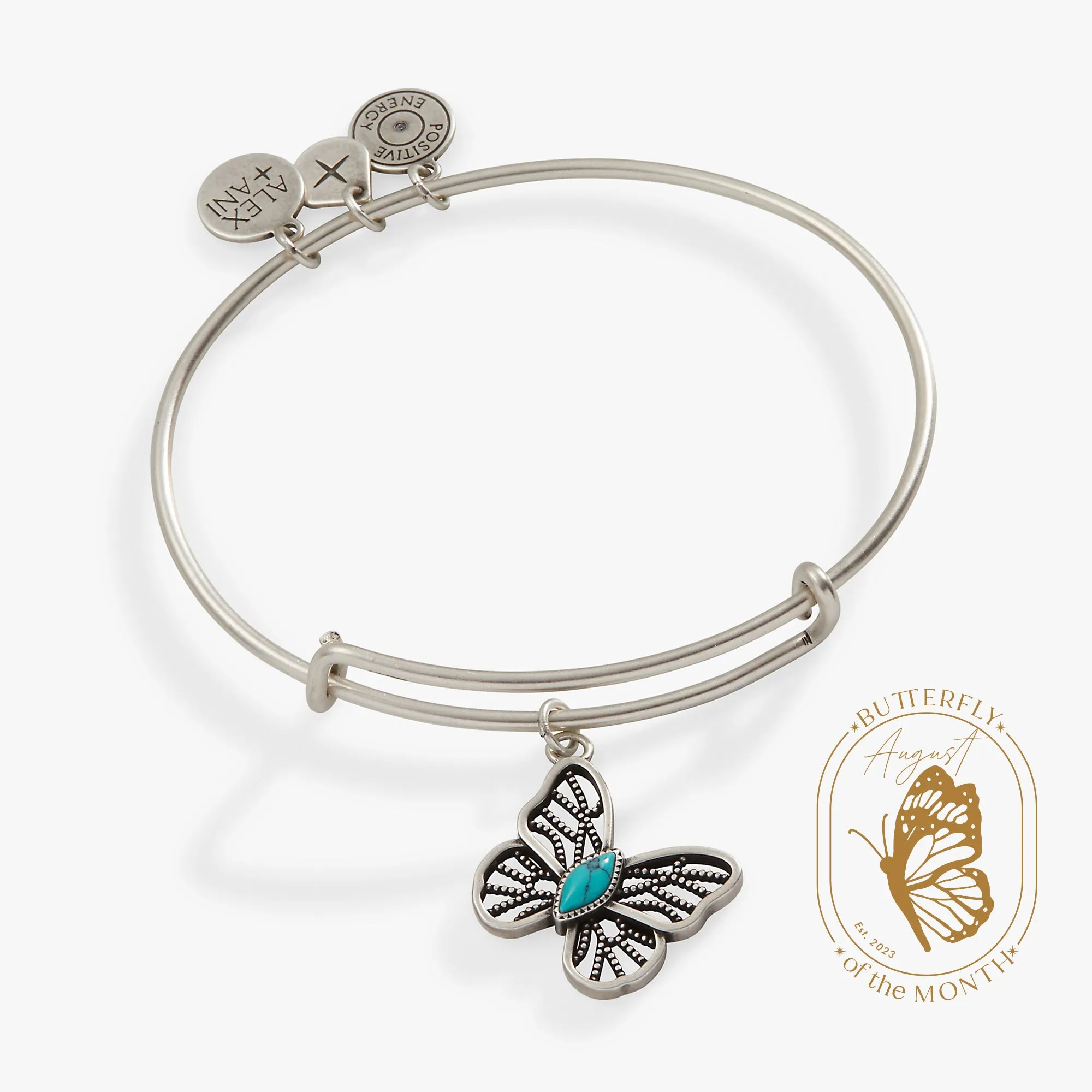 Turquoise Filigree Butterfly Charm Bangle