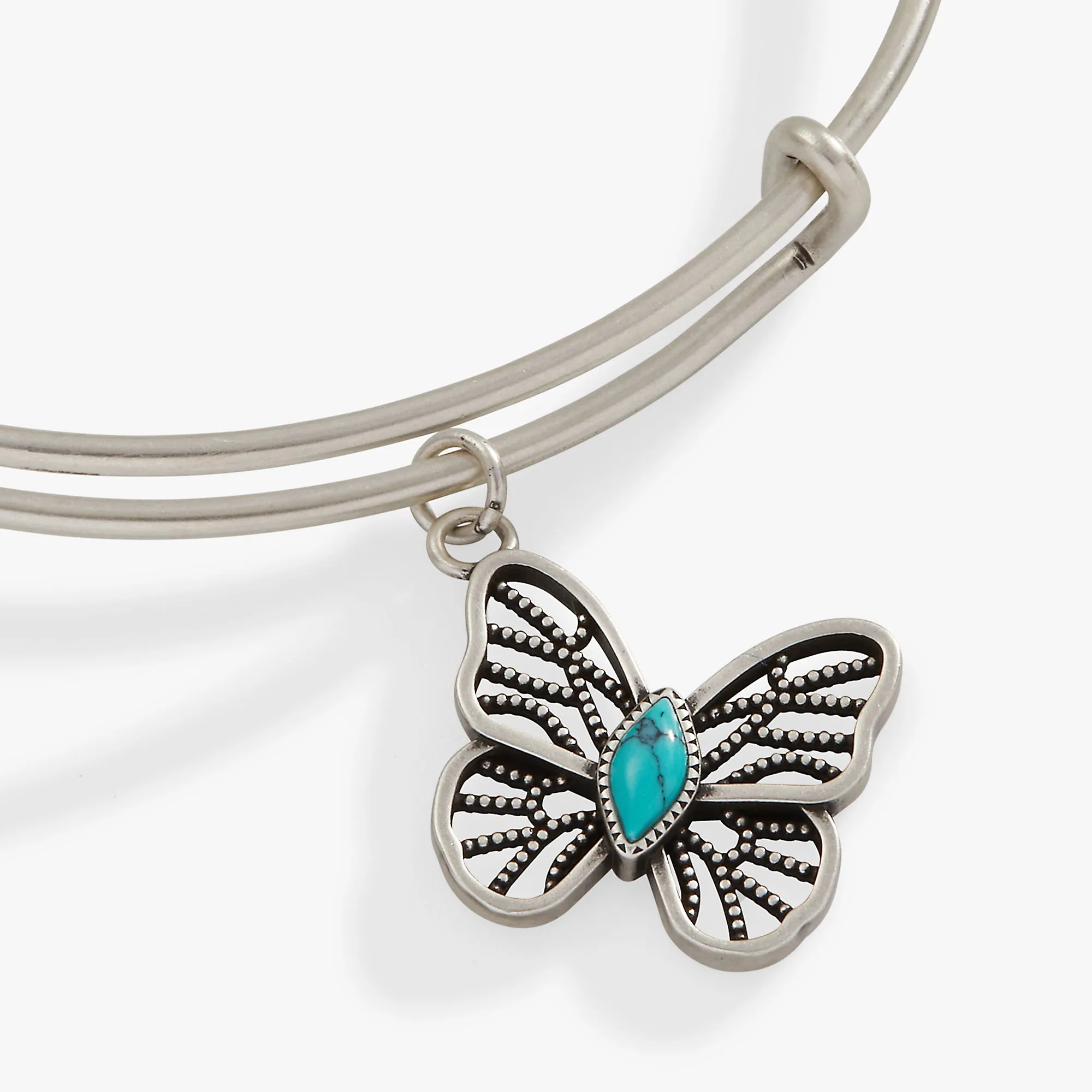 Turquoise Filigree Butterfly Charm Bangle