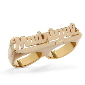 Two Finger Script Name Ring With Tail