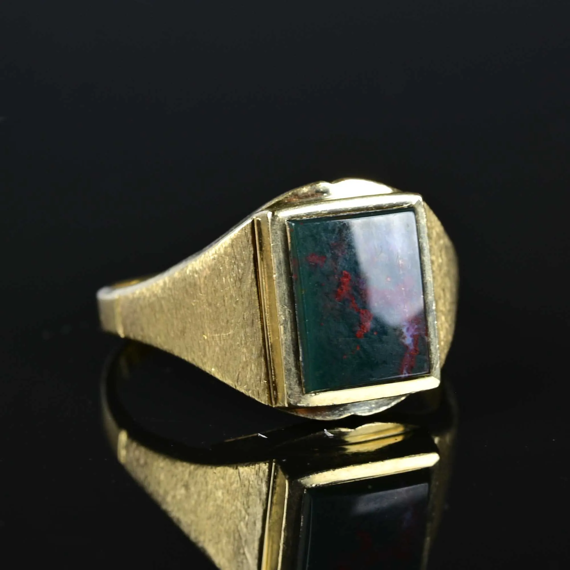 Vintage Bloodstone Signet Ring in 10K Gold