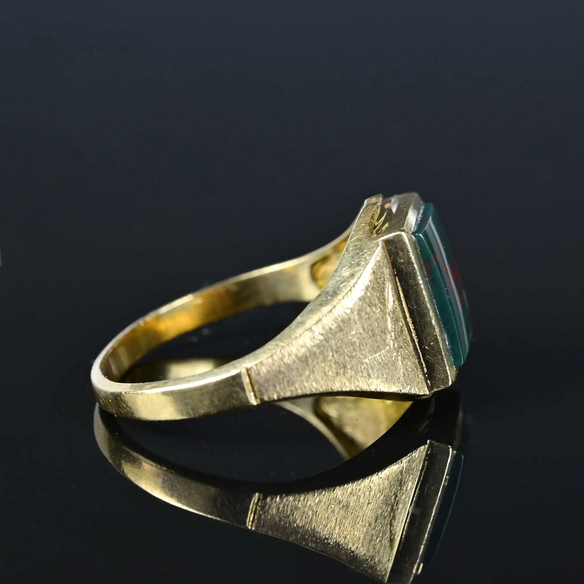 Vintage Bloodstone Signet Ring in 10K Gold