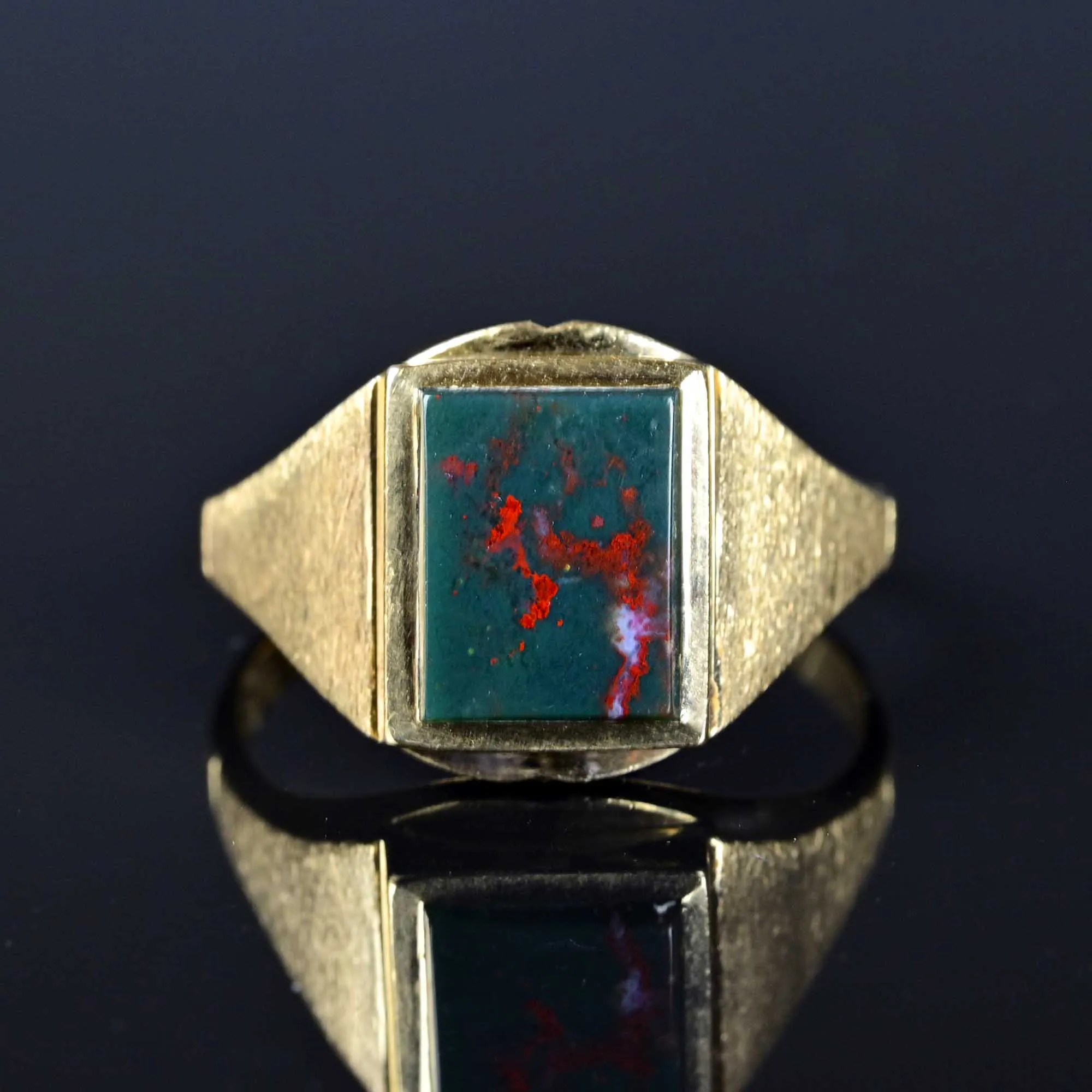 Vintage Bloodstone Signet Ring in 10K Gold