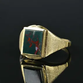 Vintage Bloodstone Signet Ring in 10K Gold