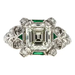 Vintage Engagement Ring, Asscher 2.01ct.