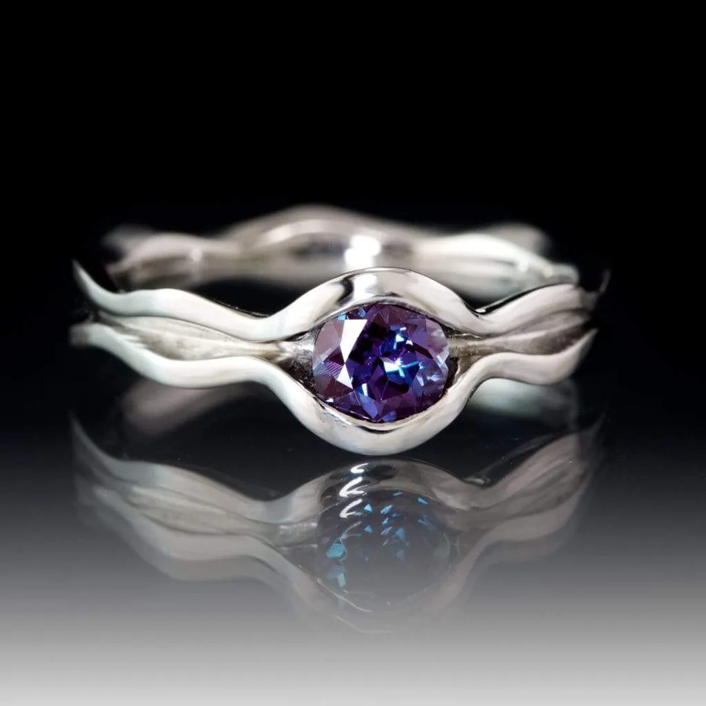 Wave Alexandrite Solitaire Engagement Ring