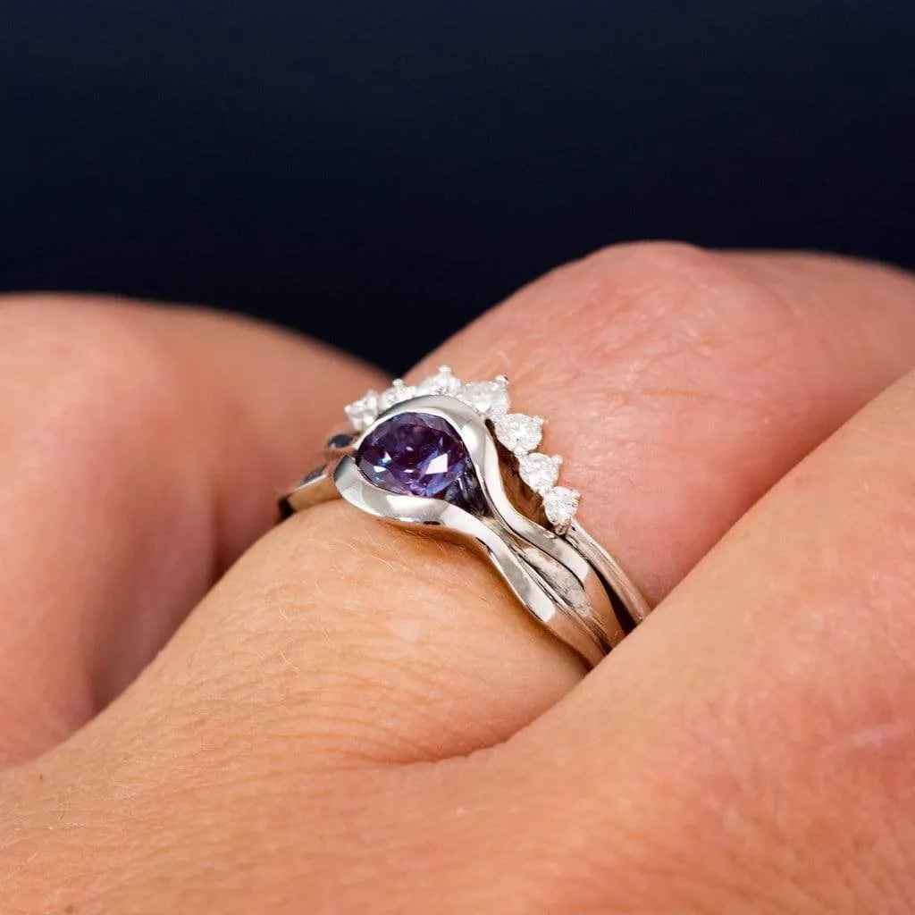 Wave Alexandrite Solitaire Engagement Ring