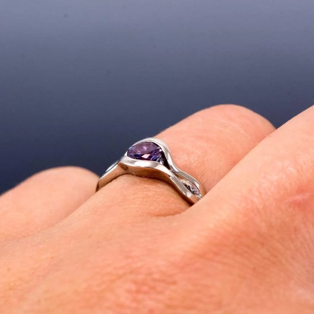 Wave Alexandrite Solitaire Engagement Ring