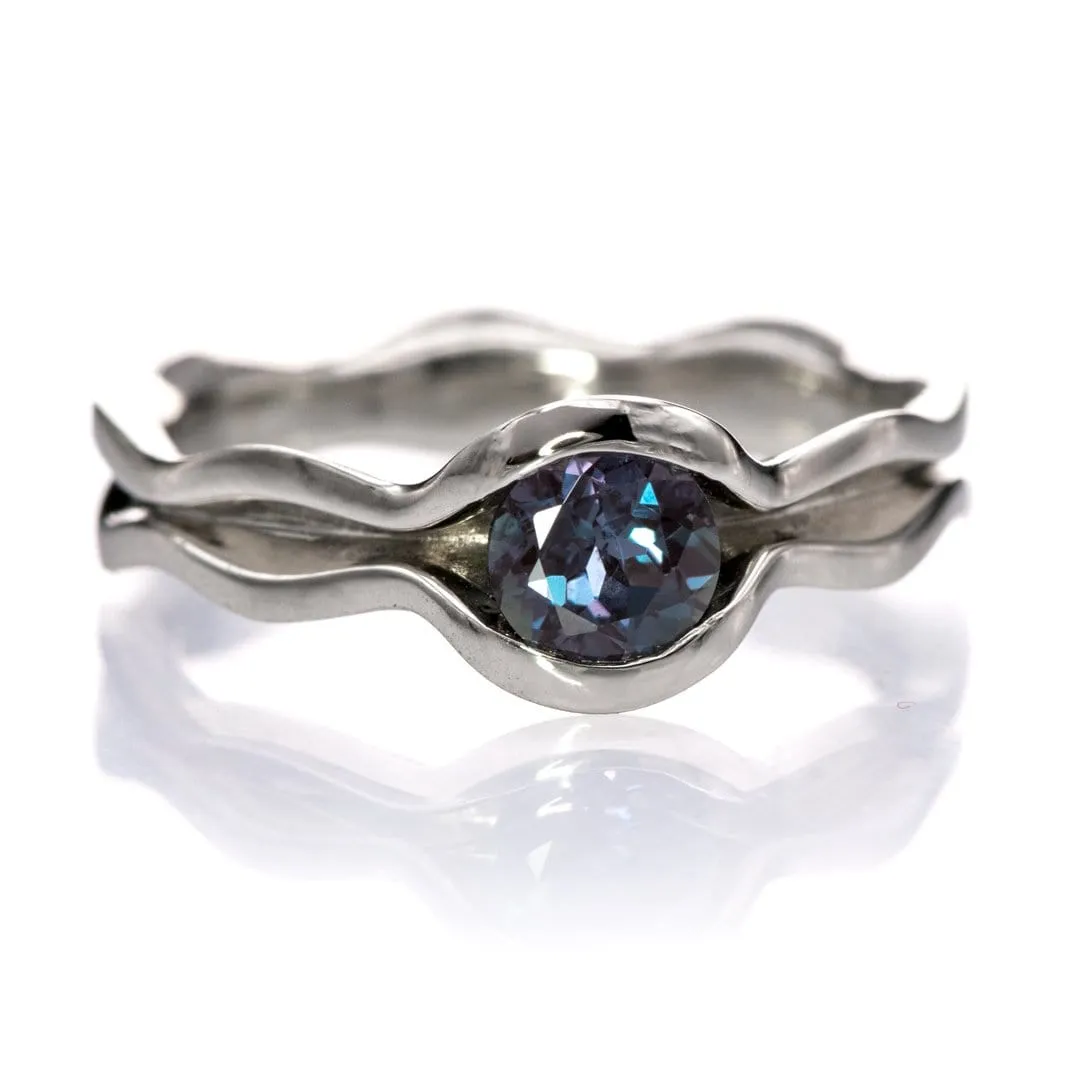 Wave Alexandrite Solitaire Engagement Ring