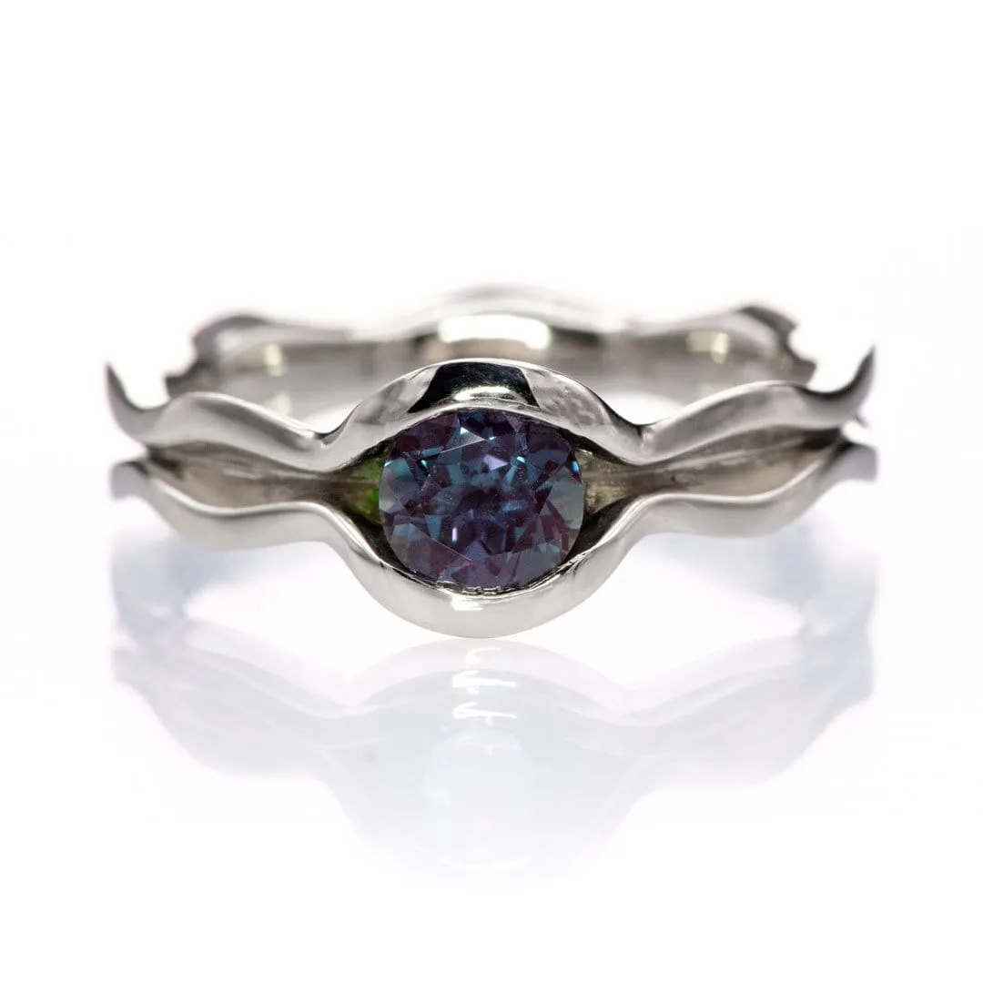 Wave Alexandrite Solitaire Engagement Ring