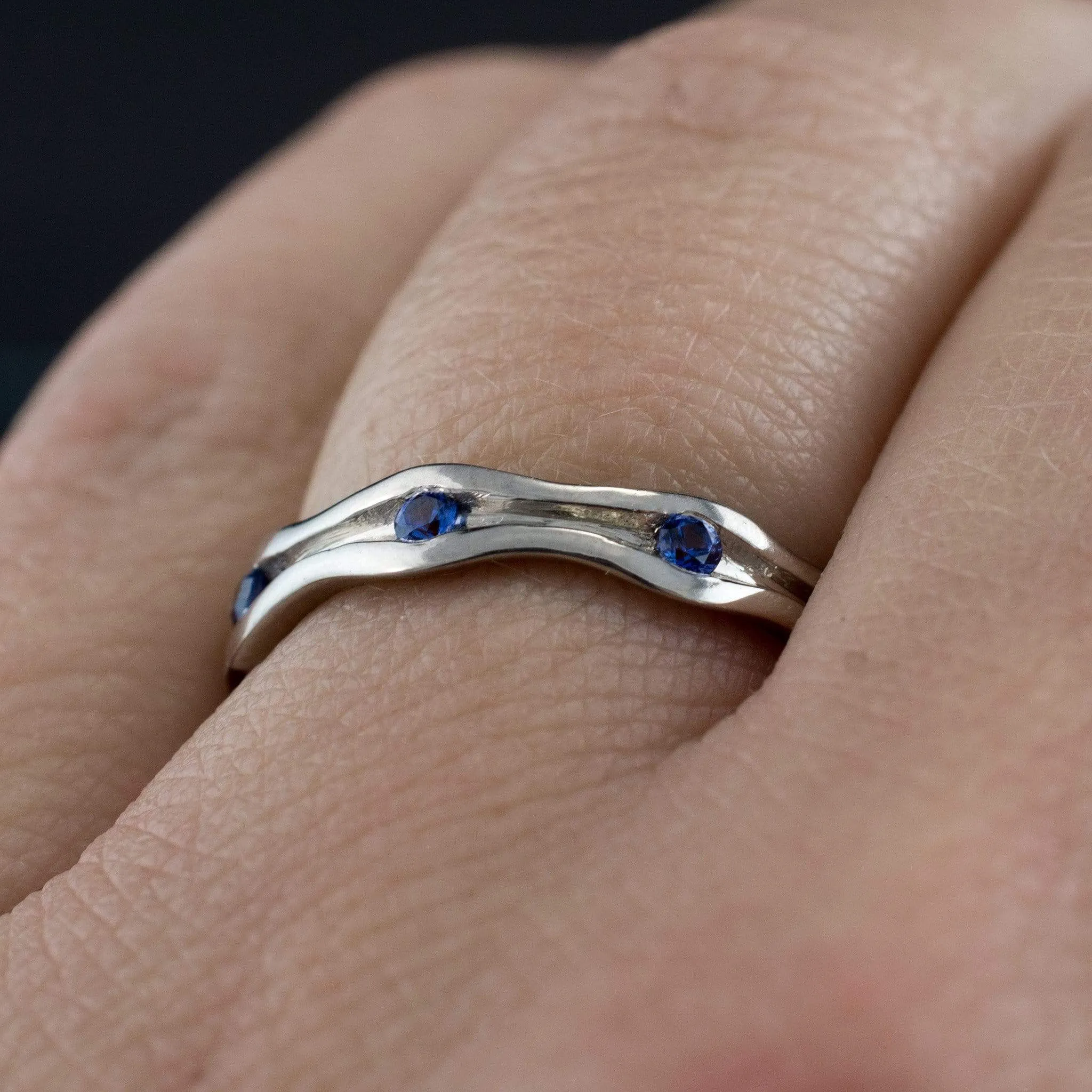 Wave Sapphire Eternity Wedding Ring