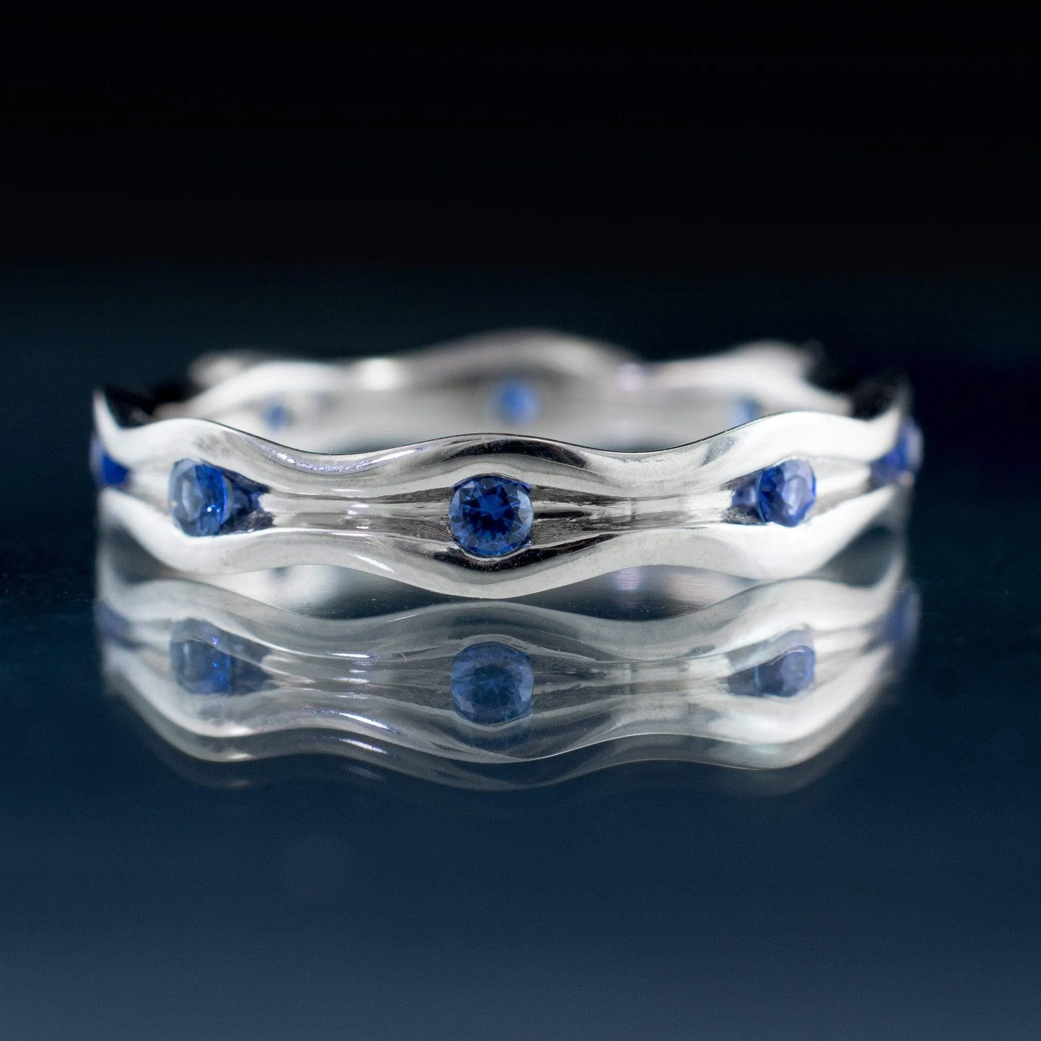 Wave Sapphire Eternity Wedding Ring