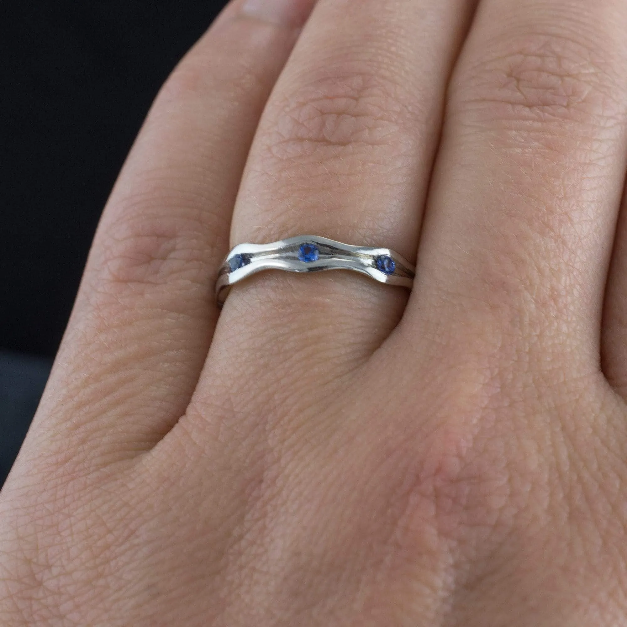 Wave Sapphire Eternity Wedding Ring