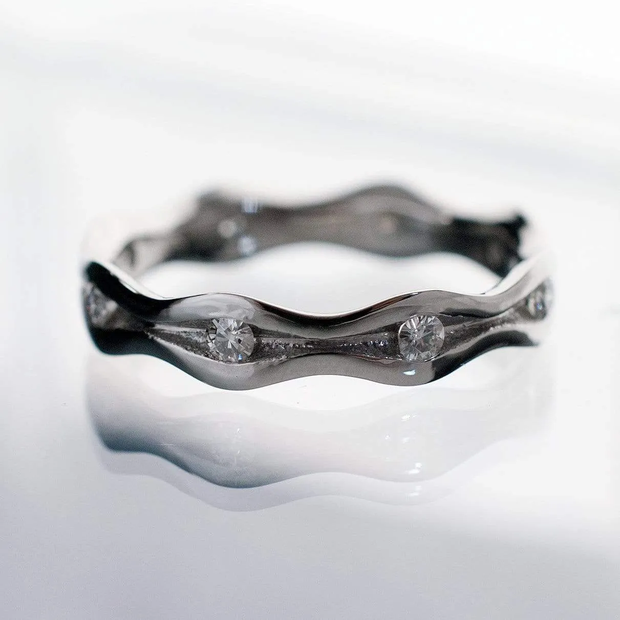 Wave White Sapphire Eternity Wedding Ring