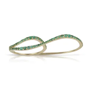 Wavy Two-Finger Gemstone Ring