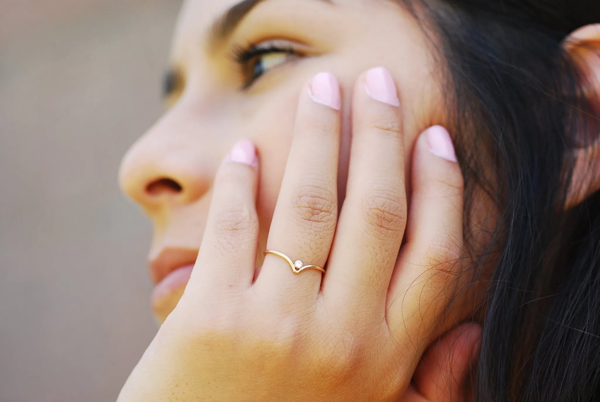 Wholesale Chevron Solitaire Stacking Ring - 14k Gold Filled V shaped Ring, Marquise Ring, Minimalist Stacking Ring, Wave Ring, Herringbone Ring [23]