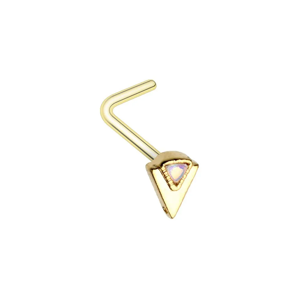 WILDKLASS Gold Geometric Triangle Moonstone L-Shape Nose Ring