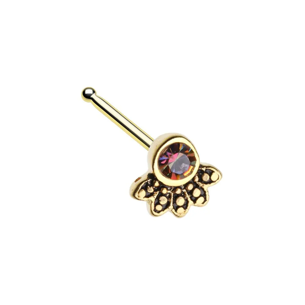 WILDKLASS Golden Antique Majestic Sunburst WildKlasss Nose Stud Ring