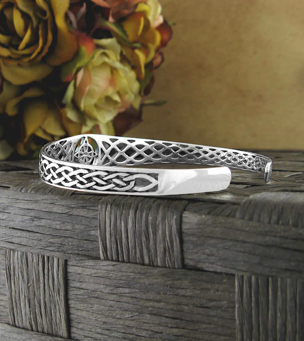 Witch's Knot Open Bangle Cuff Bracelet with Celtic Knots