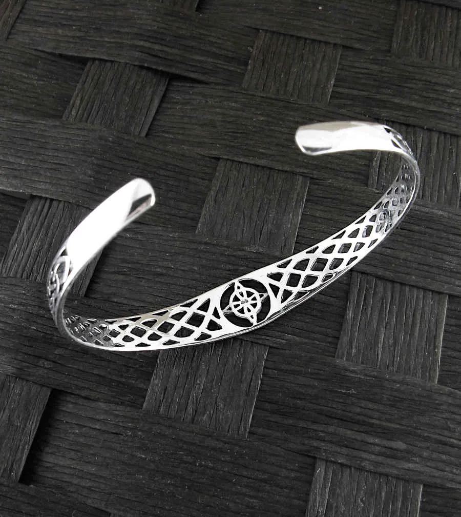 Witch's Knot Open Bangle Cuff Bracelet with Celtic Knots