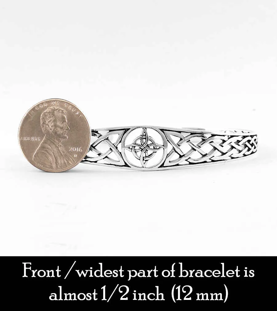 Witch's Knot Open Bangle Cuff Bracelet with Celtic Knots